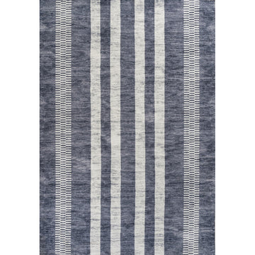 Vichy Geometric Striped Machine-washable Area Rug